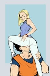 2018 android_18 animated anus asian asian_male ass cheating dragon_ball dragon_ball_z facesitting female izra male pussy son_gohan straight