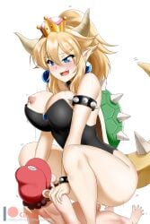 1boy 1girls armlet ass black_leotard blonde_hair blue_eyes bowsette breasts brown_hair censored cleavage clothed_female_nude_male cowgirl_position earrings female genderswap hands_on_another's_shoulders hat height_difference highres horns interspecies jewelry kimmy77 large_breasts larger_female leotard long_hair male mario mario_(series) monster_girl naked new_super_mario_bros._u_deluxe nintendo nipples nude nude_female open_mouth pointy_ears ponytail red_hat red_headwear rule_63 sex short_hair smaller_male smile spiked_armlet straight strapless strapless_leotard super_crown super_mario_bros. tail teeth white_background