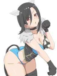 1girls animal_ears black_hair buruaki0922 cat_ears cat_pose cat_tail catgirl cleavage fake_animal_ears fake_tail fire_emblem fire_emblem_engage large_breasts looking_at_viewer nel_(fire_emblem) nintendo red_eyes tail thighs