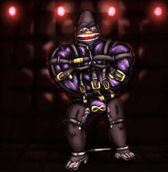 anoymoususerunkown1486 anthro ape arms_tied aroused aroused_male balls belt biceps big_daddy_(sing) black_background black_body black_fur blue_eyes blush blush_lines bondage bondage_gear bottomless bottomless_anthro bottomless_male bound bulge bulge_focus burglar clothed clothing criminal cuff_(restraint) cuffed_ankles dominant dominant_anthro dominant_male edging edging_machine erection erection_under_clothing fur gag gagged gang gangster genitals gorilla hand_feet haplorhine harness illumination_entertainment kerchief kerchief_in_mouth legs_tied male mammal manly muscular muscular_anthro muscular_male orgasm_denial padded_room pantsless pantsless_anthro pantsless_male penile penis pleasured_male primate prison prison_cell prisoner punished punishment red_background red_lights restraints robber secretly_loves_it sex_toy silenced simple_background sing_(movie) solo squirming standing straitjacket straps submissive_male teasing teasing_machine thick_arms thief thug vibrating vibrating_bulge vibrating_penis vibrator vibrator_on_balls vibrator_on_bulge vibrator_on_penis vibrator_torture wand_vibrator