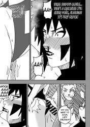 1boy 1girls age_difference ass big_ass blood blush caught_off_guard clenched_teeth comic dialogue drooling endured_face english_text facepaint grabbing grabbing_from_behind horny horny_female imminent_penetration imminent_sex inuzuka_tsume legs_together lipstick long_sleeves makeup mature mature_female milf monochrome naruto naruto:_the_last naruto_(series) naruto_shippuden ninrubio nosebleed older_female one-piece_swimsuit penis saliva short_hair story sweat sweatdrop sweating swimsuit swimsuit_aside thick_thighs uzumaki_naruto voluptuous voyeur voyeurism younger_male