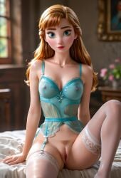 ai_generated anna_(frozen) ass blue_eyes breasts breasts disney disney_channel disney_princess frozen_(film) frozen_2 nipples nude nude_female pussy pussy_lips red_hair sexy vagina