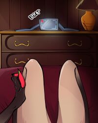 alastor_(hazbin_hotel) being_watched feet hazbin_hotel male_pov pinksartdump tagme vox_(hazbin_hotel) watch