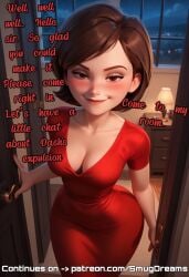 ai_generated big_ass big_breasts blush blushing_at_viewer caption cheating cheating_wife cleavage cuckold elastigirl helen_parr milf ntr wife