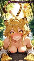 1boy 1girls 2022 2025 abs ai ai_assisted ai_generated akame_ga_kill! animal_ear_fluff animal_ears animal_hands animal_print anime anime_style artist_name bangs bare_shoulders barefoot blonde_hair blush breast_press breasts bust busty cat_ears chinese_zodiac claws collarbone cowgirl_position curvy curvy_body curvy_female dark_skin day detached_sleeves facial_mark fangs feet feet_up female female_focus female_only foot_fetish forest gloves grin hair_between_eyes hentai hi_res high_quality high_resolution highres legs_up leone_(akame_ga_kill!) long_hair looking_at_viewer lying lying_on_person makeup medium_breasts monster_girl muscular natsuyoru nature nipples nipples_outside non-asian nose_blush oerba_yun_fang on_stomach outdoors patreon paw_gloves pov slit_pupils smile soles solo solo_female solo_focus stable_diffusion straight sweat tail teeth the_pose tiger_ears tiger_girl tiger_print tiger_stripes tiger_tail toes uncensored_nipples voluptuous voluptuous_female water wet whisker_markings year_of_the_tiger yellow_eyes