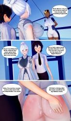 1boy 1girls dark_skin daven_(extremesoda) extremesoda harriet_bree milf rwby white_hair winter_schnee