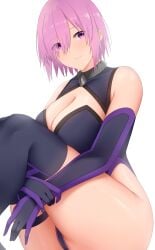 1girls arind_yudha bare_shoulders big_breasts breasts cleavage collarbone fate/grand_order fate_(series) female hair_over_one_eye large_breasts mash_kyrielight pink