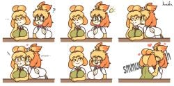 adorable animal_crossing big_breasts breasts cleavage cute derpybelle female furry huge_breasts isabelle_(animal_crossing) jhenightfox kissing lesbian lesbian_kiss tagme thick_thighs wholesome wide_hips yuri