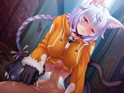 blush censored fangs neko_mimi tail taimanin_asagi_battle_arena thighhighs