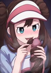 1girls :d blue_eyes blush brown_hair censored creatures_(company) double_bun erection game_freak hairjob handjob hat hi_res long_hair looking_at_viewer mosaic_censoring motion_lines naughty_face nintendo open_mouth penis poke_battle13 pokemon pokemon_(game) pokemon_bw2 request rosa_(pokemon) smile solo_focus straight tickling_penis twintails variant_set visor_cap