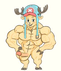 animated balls big_muscles boner bulge cervine clothing erection male male_only mammal monstrouswerecat muscles nude one_piece penis reindeer solo swinging tony_tony_chopper uncut