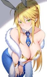 1girls arind_yudha artoria_pendragon_(fate) artoria_pendragon_(lancer) artoria_pendragon_(swimsuit_ruler) big_breasts blonde_hair breasts bunny_ears bunnysuit cleavage collarbone fate/grand_order fate_(series) femal huge_breasts large_breasts solo