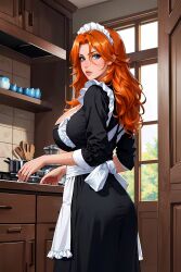 1girls ai_generated bleach blue_eyes boobs breast breasts cleavage curvaceous curvaceous_body curves curvy curvy_body curvy_female curvy_figure curvy_milf exposed_breast exposed_breasts female female_only ginger_hair hourglass_figure isaris-ai light-skinned_female light_skin maid maid_headdress maid_outfit maid_uniform matsumoto_rangiku milf orange_hair red_hair sideboob solo solo_female voluptuous voluptuous_female