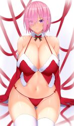 1girls arind_yudha bare_shoulders big_breasts breasts cleavage collarbone fate/grand_order fate_(series) female hair_over_one_eye large_breasts mash_kyrielight pink_hair