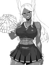 1girls abs athletic athletic_female big_breasts boku_no_hero_academia breasts captain_tai cheerleader cheerleader_outfit cheerleader_uniform clothed clothed_female dark-skinned_female dark_skin female female_focus female_only miruko muscular muscular_female my_hero_academia pompom rabbit rabbit_ears rabbit_girl rumi_usagiyama solo solo_female solo_focus toned toned_female usagiyama_rumi