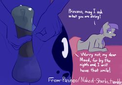 anthro anthrofied balls blue_fur breasts condom cutie_mark dickgirl english_text equine faceless_male female friendship_is_magic fur half-closed_eyes horse imminent_sex intersex male mammal maud_pie maud_pie_(mlp) my_little_pony nude pashoo penis pony princess_luna_(mlp) text