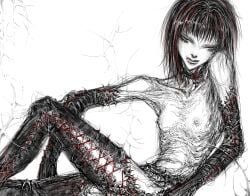 1girls anorexia areolae black_elbow_gloves black_hair black_thighhighs blood blunt_bangs bob_cut choker collarbone elbow_gloves functionally_nude functionally_nude_female gothic gothic_girl hitrisisters layla_(snowsamurai1) long_eyelashes looking_at_viewer medium_hair nipples oc original original_character red_accents red_eyes rose sitting skinny skinny_female skinny_girl small_breasts solo solo_female solo_focus thighhighs thin thin_arms thin_female thin_waist visible_ribs white_background