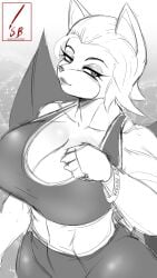 big_breasts breasts cleavage female furry huge_breasts rouge_the_bat sega sonic_(series) suketchib tagme thick_thighs wide_hips