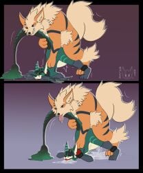 absurd_res anal anal_sex anthro arcanine arms_tied ass bodily_fluids bound cum cum_drip cum_inside digital_drawing_(artwork) digital_media_(artwork) dripping duo erection feral feral_only fluffy fluffy_tail from_behind_position fur generation_1_pokemon genital_fluids genitals hair hi_res inflation male male/male male_penetrated male_penetrating male_penetrating_male malekart nintendo nude penetration penis pokemon pokemon_(species) saliva sex signature simple_background tail tongue tongue_out zoophilia