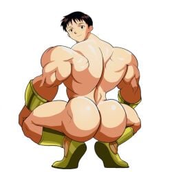 1boy 1male 1man ass big_ass big_butt boots boots_only broly_culo bubble_ass bubble_butt huge_ass huge_butt looking_at_viewer male male_only meme muscles muscular muscular_male naked naked_male neon_genesis_evangelion no_visible_genitalia nude nude_male presenting presenting_hindquarters semi_naked semi_nude shinji_ikari shoes shoes_on shoes_only smile smiling smiling_at_viewer solo solo_male squatting transparent_background