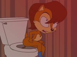 1girls animated chipmunk mobian_(species) mobian_chipmunk naked poop pooping sally_acorn scat shit shitting smaller_female sonic_(series) sonic_satam sonic_the_hedgehog_(comics) sonic_the_hedgehog_(series) spanky tagme toilet video