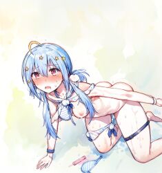 ai_generated algorhythm_project blue_hair cum doggy_style female ice_cream red_eyes sex torn_clothes virtual_youtuber