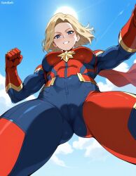 1girls ai_generated ass cameltoe captain_marvel carol_danvers color comics facesitting facesitting_pov female female_only marvel marvel_comics solo