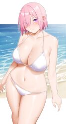 1girls arind_yudha big_breasts breasts fate/grand_order fate_(series) female hair_over_one_eye large_breasts mash_kyrielight pink_hair purple_eyes solo