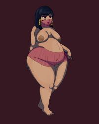 1girls bbw belly big_belly big_breasts breasts dark-skinned_female dark_skin fat female harem_outfit nipples overwatch overwatch_2 overweight overweight_female pharah puhba solo thick_thighs translucent_clothing veil