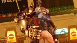 2boys ass bara before_sex bottomless doomfist gay glasses male_focus male_only presenting_ass soldier_76 txddy3d