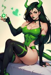 1girls 2024 2d 2d_(artwork) ai_generated ass black_hair breasts choker cleavage collar curvaceous curvaceous_body curves curvy curvy_body curvy_female curvy_figure disney disney_channel energy energy_ball energy_manipulation exposed_ass exposed_breasts exposed_butt female female_only green_eyes horn horns hourglass_figure inner_sideboob kim_possible light-skinned_female light_skin muscular muscular_female no_sex shego sideboob sitting solo solo_female superpowers thighhighs voluptuous voluptuous_female