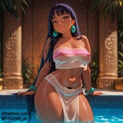 ai_generated breasts brown_skin c.c.leah cartoon chel_(the_road_to_el_dorado) loincloth midriff see-through_clothing see-through_top the_road_to_el_dorado tube_top wet wet_clothes