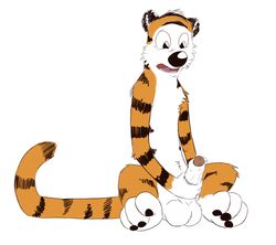 1boy anthro balls calvin_and_hobbes erection feline front_view furry furry_only hobbes humanoid_penis looking_down male male_only mammal masturbation open_mouth partially_retracted_foreskin penis sitting skunkjunkie solo tiger uncut white_background