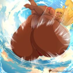 approaching bbw big_ass big_breasts blonde_hair bubble_ass bubble_butt dark_skin edith_up_(rayman) falling female huge_ass huge_breasts hyper_ass large_ass large_breasts nymph_(rayman) okioppai rayman_(series) rayman_origins smelly_ass sniffable_ass tagme