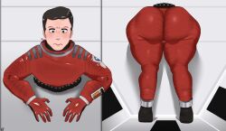 2001:_a_space_odyssey absurd_res alternate_version_available astronaut big_ass david_bowman gay hal_9000 highres imminent_sex interspecies male male_only older_male robot stuck_in_wall tight_clothing voluptuous_male