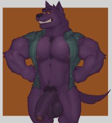 abs anthro ass balls bedroom_eyes bernard_(ok_k.o.!_lbh) big_balls big_penis bodily_fluids bottomless canid canine canis cartoon_network chest_tuft clothed clothing dilf erection flannel flannel_shirt fleshformomo foreskin fur furry furry_only genitals hands_on_hips hi_res humanoid_genitalia humanoid_penis looking_at_viewer male male_anthro male_only mammal mature_male mostly_nude mostly_nude_anthro mostly_nude_male muscular muscular_anthro muscular_male mythological_canine mythological_creature mythology narrowed_eyes nipples ok_k.o.!_let's_be_heroes open_clothing open_shirt open_topwear pecs penis pubes pubic_mound purple_body purple_fur purple_nipples seductive shirt shirt_only simple_background smile smiling_at_viewer solo sweat topwear topwear_only tuft vein veiny_penis were werecanid werecanine werewolf wolf