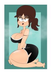 1girls artist_gothboi barefoot black_shorts black_sports_bra breasts breasts brown_hair feet female female_only female_solo fiona one_female only_female ponytail shorts solo solo_female solo_only sports_bra the_loud_house