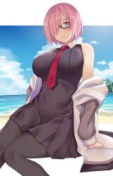 1girls arind_yudha big_breasts breasts fate/grand_order fate_(series) female hair_over_one_eye large_breasts mash_kyrielight pink_hair purple_eyes solo_female