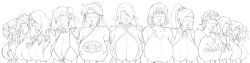 07th_expansion 13girls 6+girls akiyama_rinko alternate_version_available american_flag_bikini anti-demon_corps_uniform azuma_fubuki big_breasts black_and_white bleach blindfold blindfolded breasts cleavage cleavage_cutout code_geass crossover dragon_quest dragon_quest_dai_no_daibouken dragon_quest_xi eyes_covered fate/grand_order fate_(series) female female_only fubuki_(one-punch_man) higurashi_no_naku_koro_ni huge_breasts ikumi_unagiya inoue_orihime iwao178 jacket jade_(dq11) kobayashi_rindou large_breasts legs long_hair maam mato_seihei_no_slave medium_hair milf milly_ashford miyamoto_musashi_(fate) miyamoto_musashi_(swimsuit_berserker) multiple_girls one-punch_man one_piece open_mouth ponytail revision shihouin_yoruichi shion_sonozaki shokugeki_no_souma short_hair single_hair_bun sketch taimanin_(series) tongue tongue_out unagiya_ikumi vegapunk_lilith