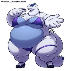 anthro anthro_only bbw big_breasts bikini breasts chubby cleavage female huge_breasts lugia nekocrispy obese pokémon_(species) pokemon tagme thick_thighs wide_hips