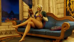 1girls 3d bikini blue_bikini dmnhunter69 jaina_proudmoore medium_breasts swimsuit world_of_warcraft