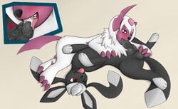 absol cum fellatio feral glaceon knot lying male natetheglaceon nintendo oral penis pokemon pokemon_(species) purple_eyes red_eyes saliva sex shiny shol simple_background swallowing teeth tongue video_games yaoi zeonart