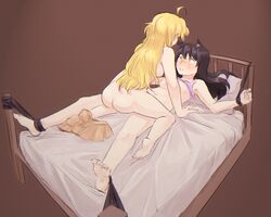 2girls animal_ears ass bdsm black_hair blake_belladonna bondage breakfastb canon_couple cat_ears duo female femdom femsub highres multiple_girls rwby spread_eagle yang_xiao_long yuri