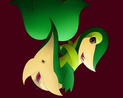 female leafysnivy nintendo pokemon pokemon_(species) presenting pussy snivy vaginal_penetration video_games wet