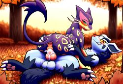 animal_genitalia canine_penis feral feral_on_feral liepard mightyena pokémon_(species) pokemon