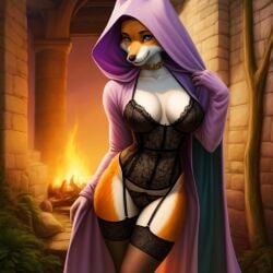 ai_generated breasts breasts breasts breasts costume fire fire_place fox lingerie maid_marian robin_hood_(disney) slut