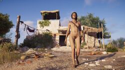 1girls 3d artistic_nude assassin's_creed_(series) assassin's_creed_odyssey avalorne brown_hair casual completely_nude completely_nude_female female human kassandra mod nude nude_edit nude_female nude_filter nude_mod pale_skin
 pubic_hair tactical_nudity weapon