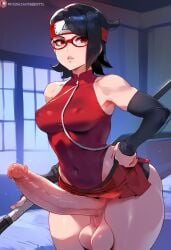 1girls after_sex ai_generated boruto:_naruto_next_generations cum futanari huge_ass naruto rac3rrr racerai sarada_uchiha testicles uchiha_sarada