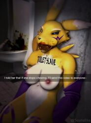 3d animated bandai_namco blackmail breasts digimon digimon_(species) eating_feces feces feces_in_mouth fully_nude furry humiliated humiliating humiliation mp4 naked no_sound nude recording recording_on_phone recording_video renamon scat scat_eating scat_feeding scatalita tagme toilet toilet_slave urinal video writing writing_on_body