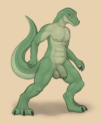 1boy abs alligator anthro balls flaccid full-length_portrait full_length jetshark male male_only penis portrait reptile scalie solo standing uncut